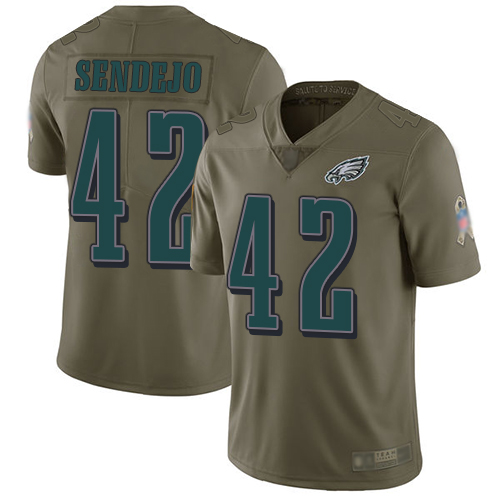 Men Philadelphia Eagles #42 Andrew Sendejo Limited Olive 2017 Salute to Service Football NFL Jersey
